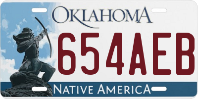 OK license plate 654AEB