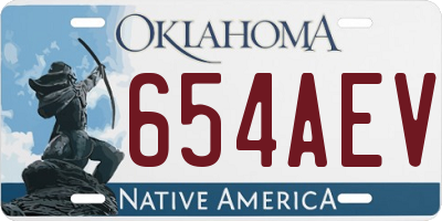 OK license plate 654AEV
