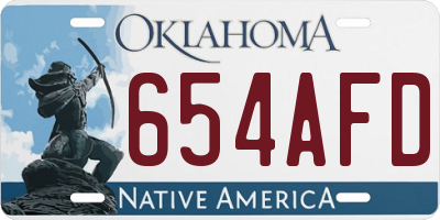OK license plate 654AFD
