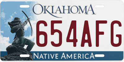 OK license plate 654AFG