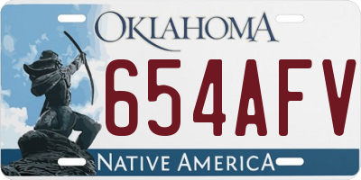 OK license plate 654AFV