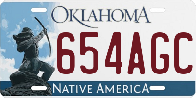 OK license plate 654AGC