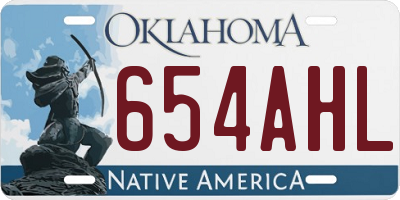 OK license plate 654AHL