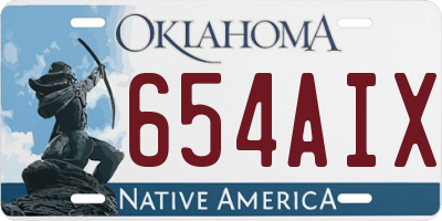 OK license plate 654AIX