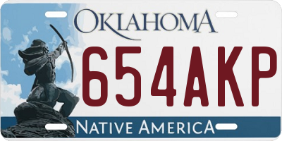 OK license plate 654AKP