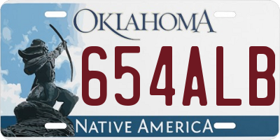 OK license plate 654ALB