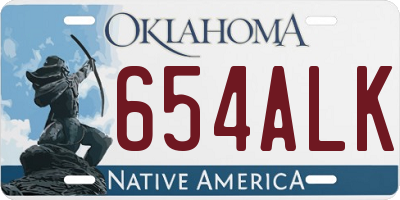 OK license plate 654ALK
