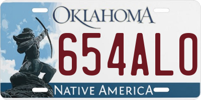 OK license plate 654ALO