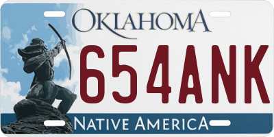 OK license plate 654ANK