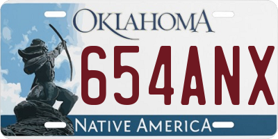 OK license plate 654ANX