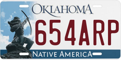 OK license plate 654ARP
