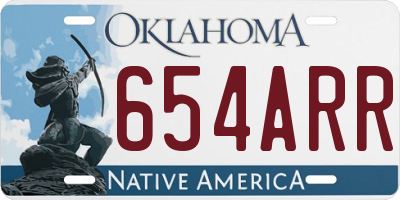 OK license plate 654ARR