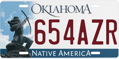 OK license plate 654AZR
