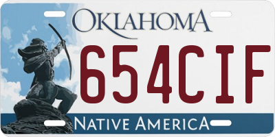 OK license plate 654CIF