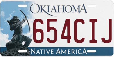 OK license plate 654CIJ
