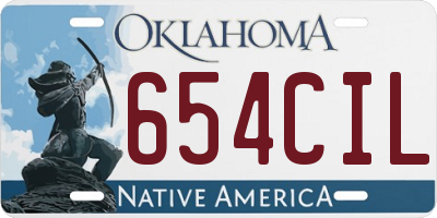 OK license plate 654CIL
