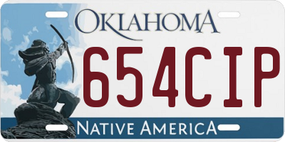 OK license plate 654CIP