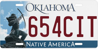 OK license plate 654CIT