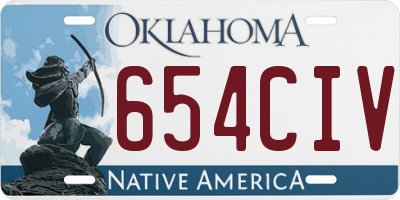 OK license plate 654CIV