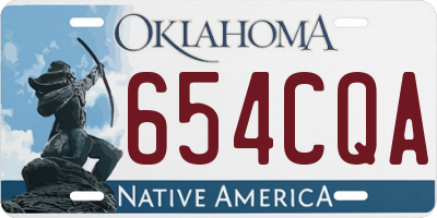 OK license plate 654CQA