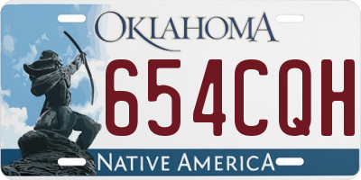 OK license plate 654CQH
