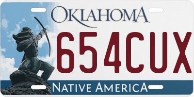 OK license plate 654CUX