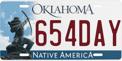 OK license plate 654DAY