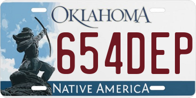 OK license plate 654DEP