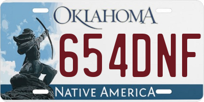 OK license plate 654DNF