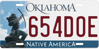 OK license plate 654DOE