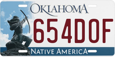OK license plate 654DOF