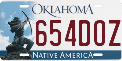 OK license plate 654DOZ