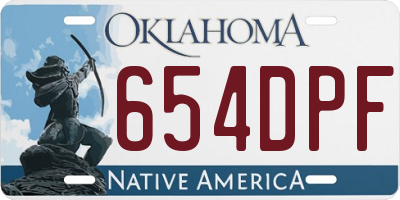 OK license plate 654DPF