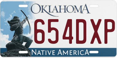 OK license plate 654DXP