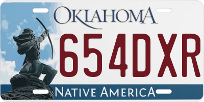 OK license plate 654DXR