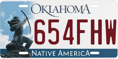 OK license plate 654FHW