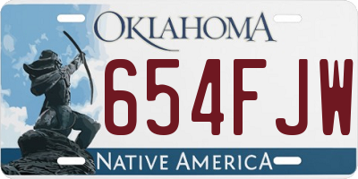 OK license plate 654FJW