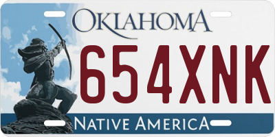 OK license plate 654XNK