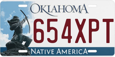 OK license plate 654XPT