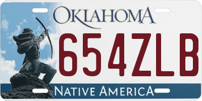 OK license plate 654ZLB