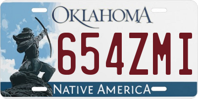 OK license plate 654ZMI