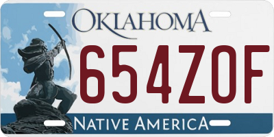 OK license plate 654ZOF