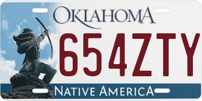 OK license plate 654ZTY