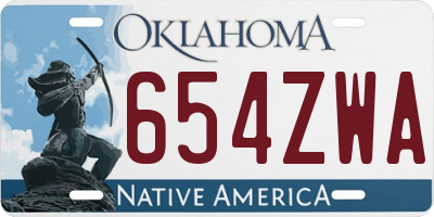 OK license plate 654ZWA