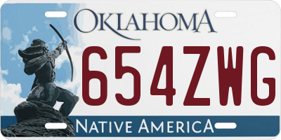 OK license plate 654ZWG