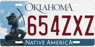 OK license plate 654ZXZ