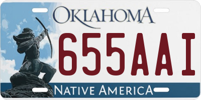 OK license plate 655AAI