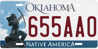 OK license plate 655AAO