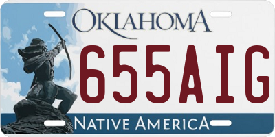 OK license plate 655AIG
