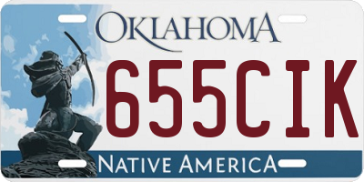 OK license plate 655CIK